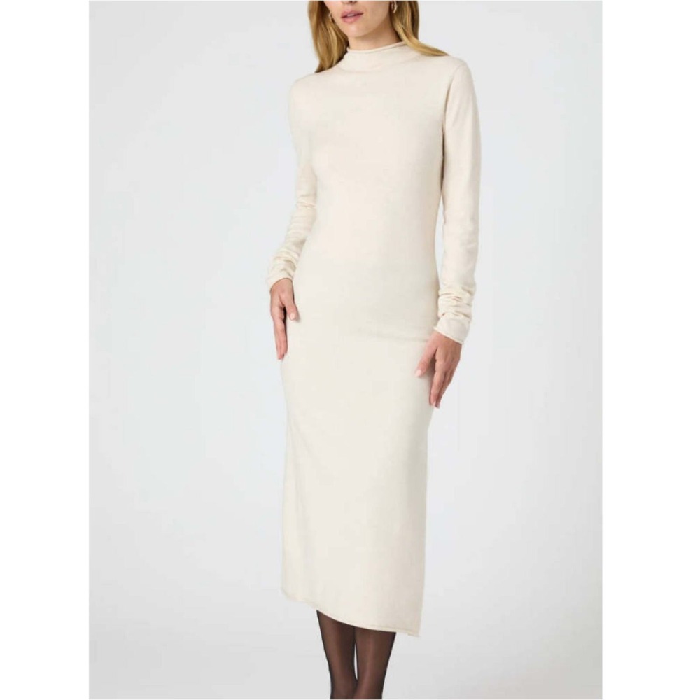 French Connection Cosysoft Side Split Midi Dress Womens XS Oatmeal Mel Knit 71XG